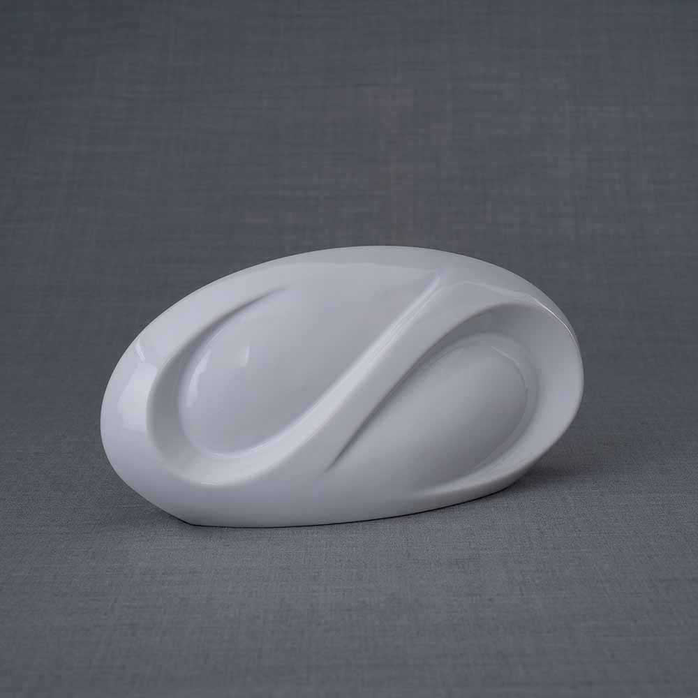 Infinity Ashes Keepsake Urn in White Left View