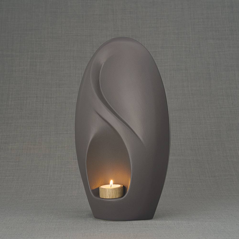 Infinity Cremation Urn for Ashes Matte Grey Front Left View