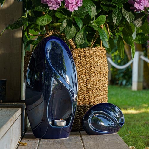 Infinity Cremation Urn for Ashes Metallic Blue by Plant