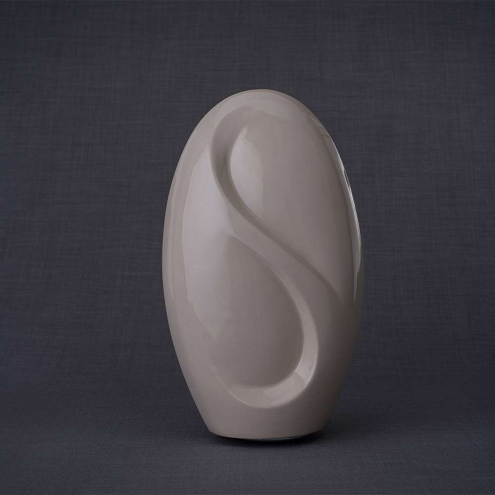 Infinity Cremation Urn for Ashes in Cream Rear View