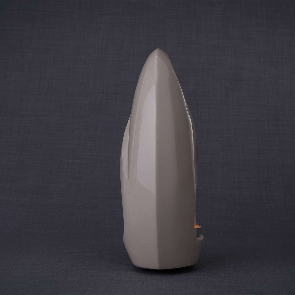 Infinity Cremation Urn for Ashes in Cream Side View