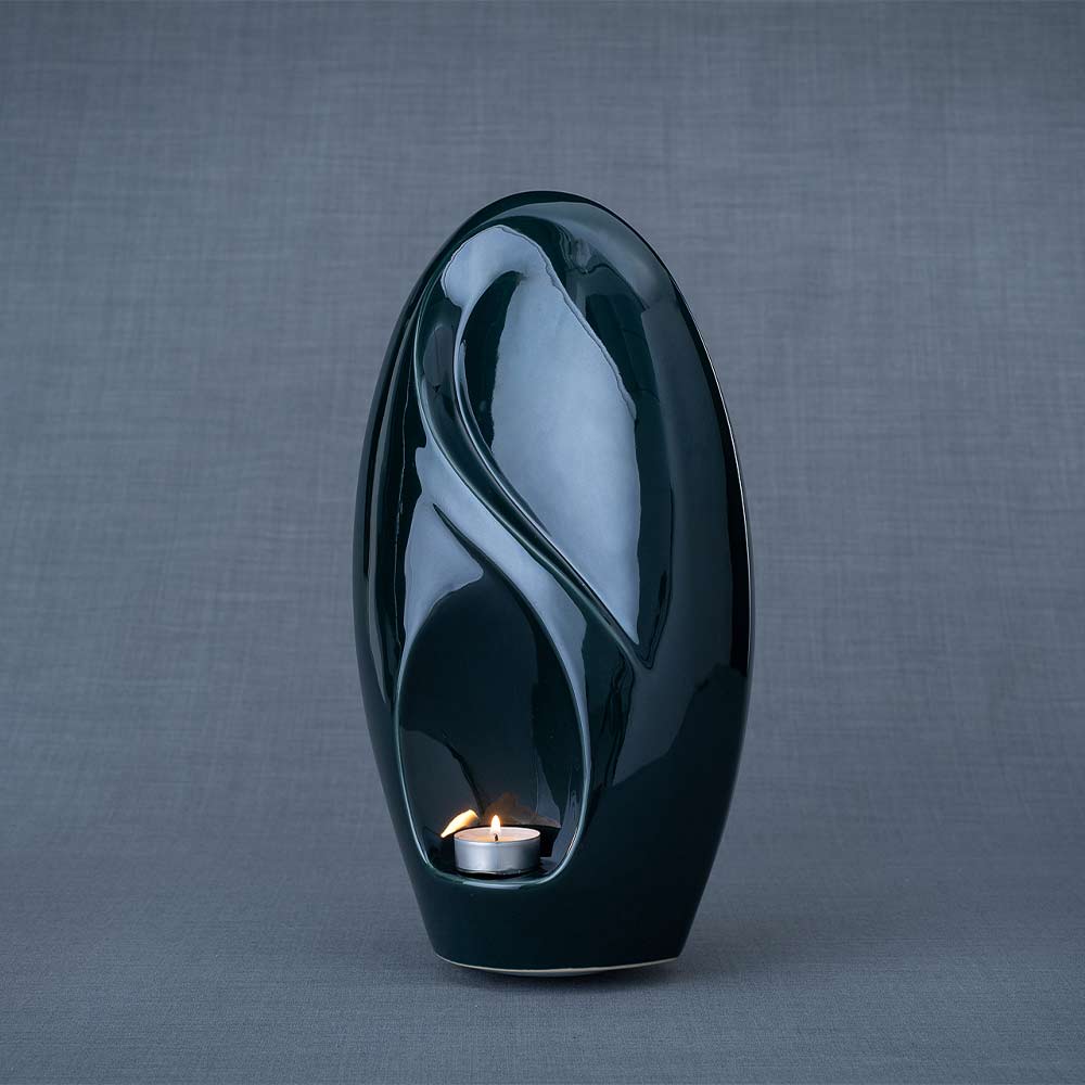 Infinity Cremation Urn for Ashes in Green Right Turn