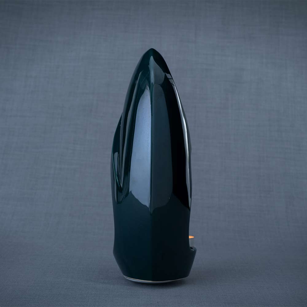 Infinity Cremation Urn for Ashes in Green Side View