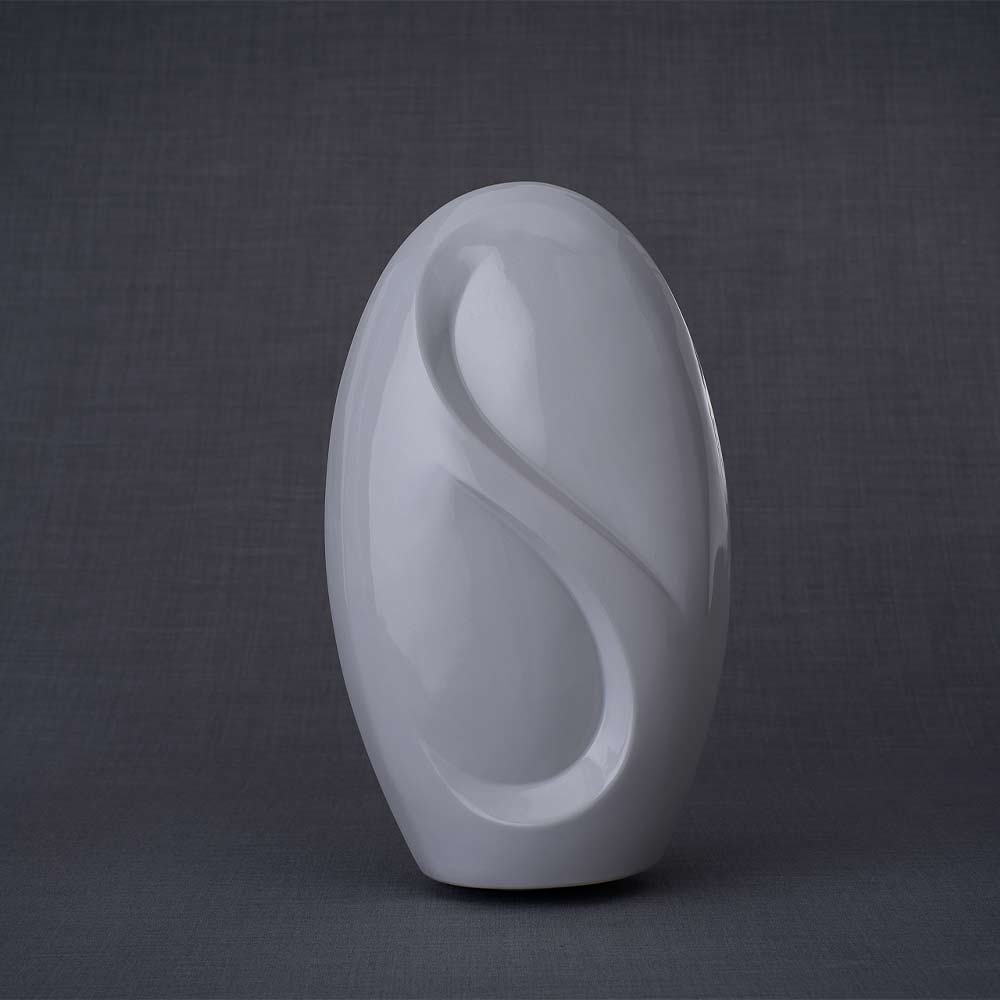 Infinity Cremation Urn for Ashes in White Rear View
