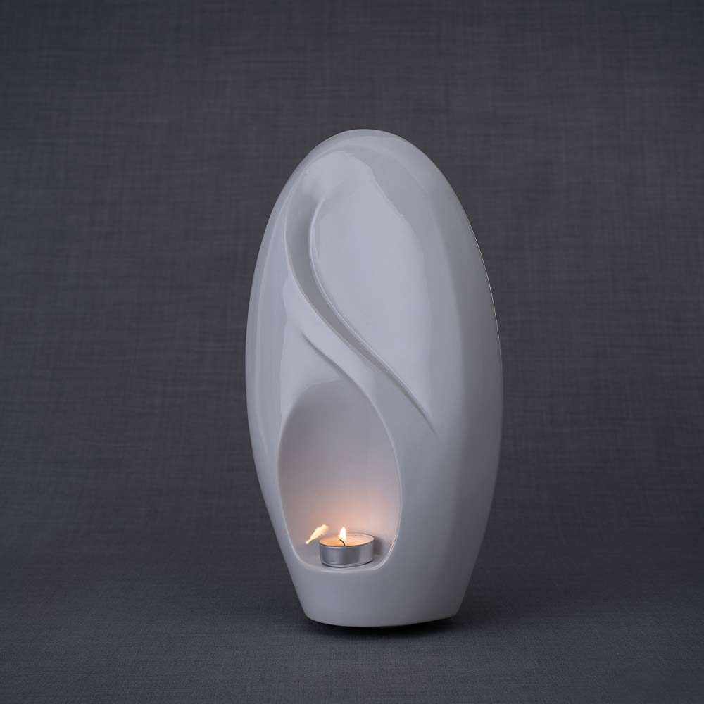 Infinity Cremation Urn for Ashes in White Right Turn