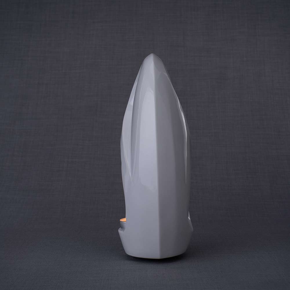 Infinity Cremation Urn for Ashes in White Side View