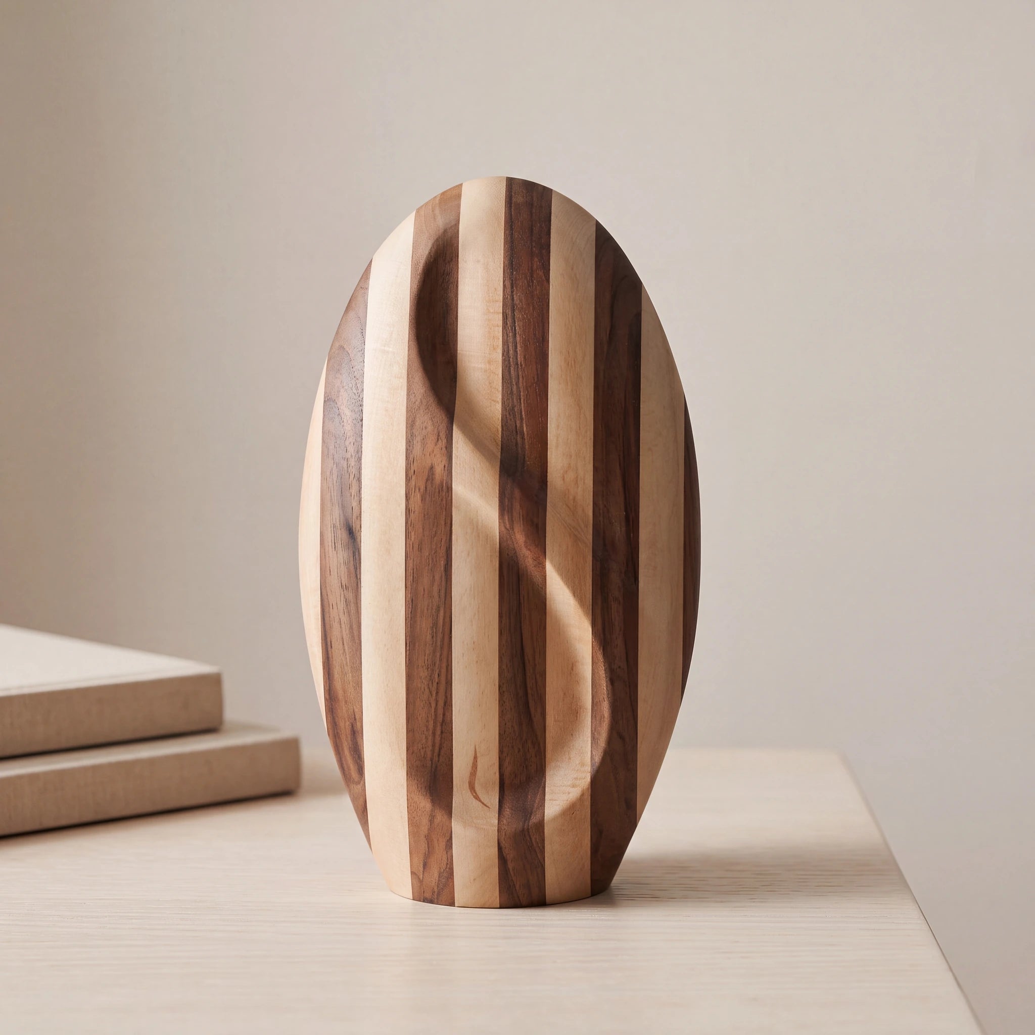 Infinity Striped Wooden Urn for Ashes - Genuine Walnut & Beach