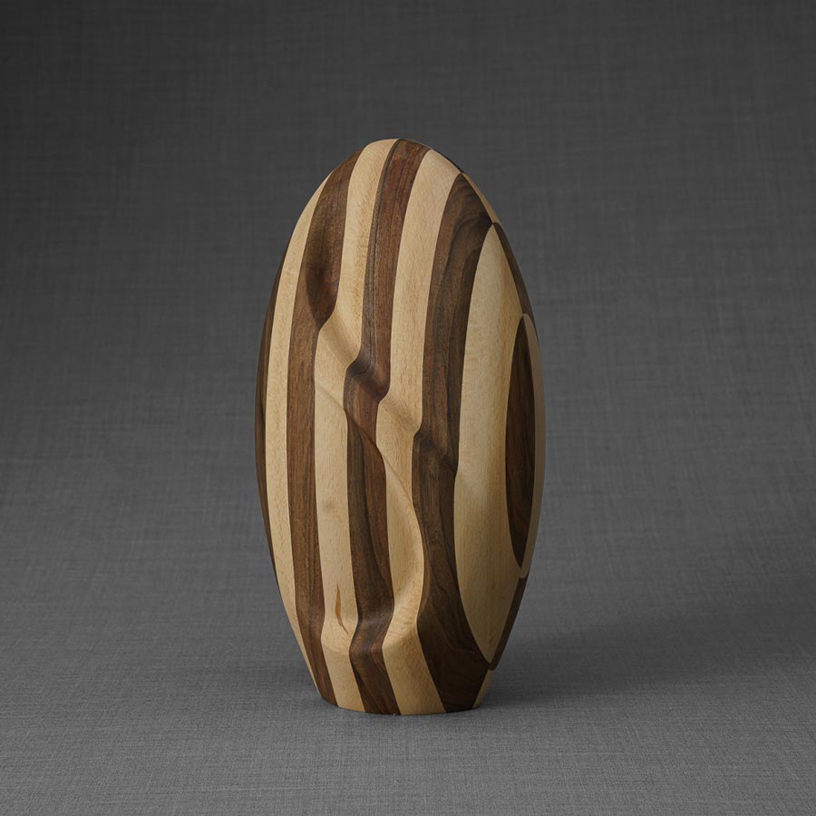 Infinity Wooden Adult Urn for Ashes Striped Walnut and Beech Wood Right View