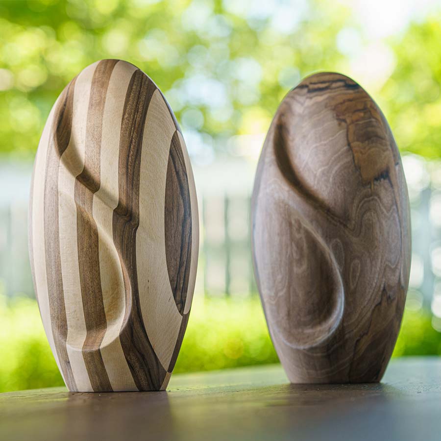 Infinity Wooden Adult Urn for Ashes Striped and Walnut in Garden