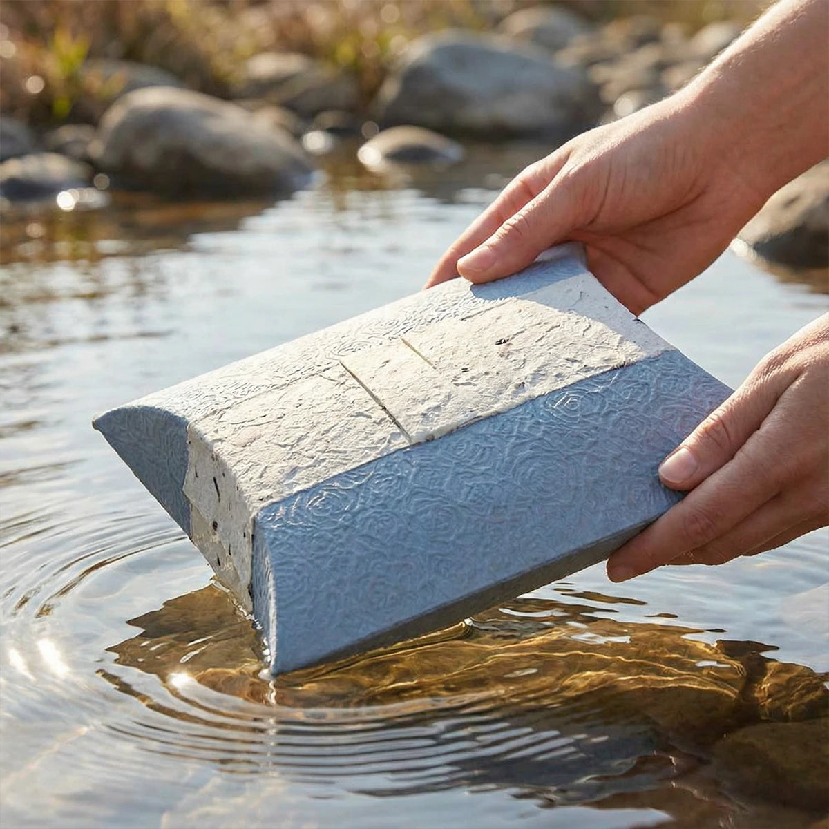 Journey Biodegradable Water Urn for Ashes in Aqua Blossom Blue - Adult