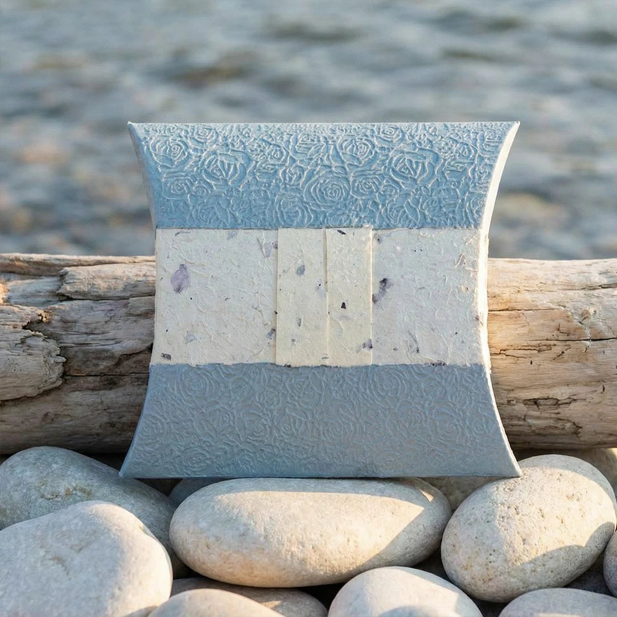 Journey Biodegradable Water Urn for Ashes in Aqua Blossom Blue - Adult