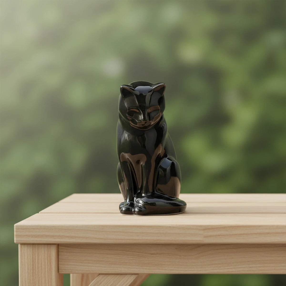 Kitten Urn for Ashes in Glossy Black