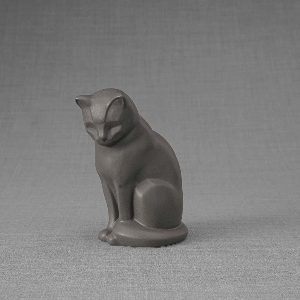 Kitten Urn For Ashes Matte Facing Left Grey Background