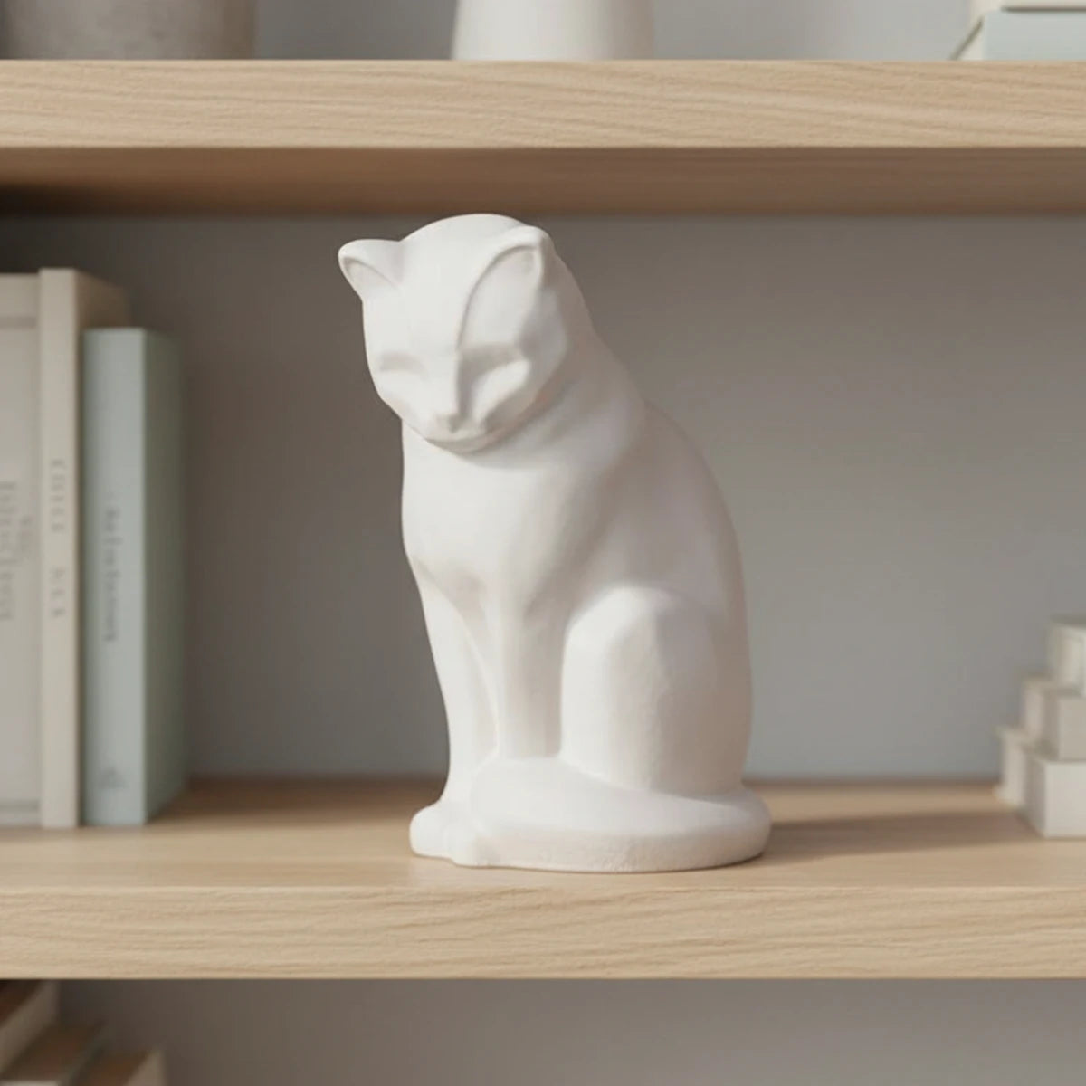 Kitten Urn for Ashes in Matte White