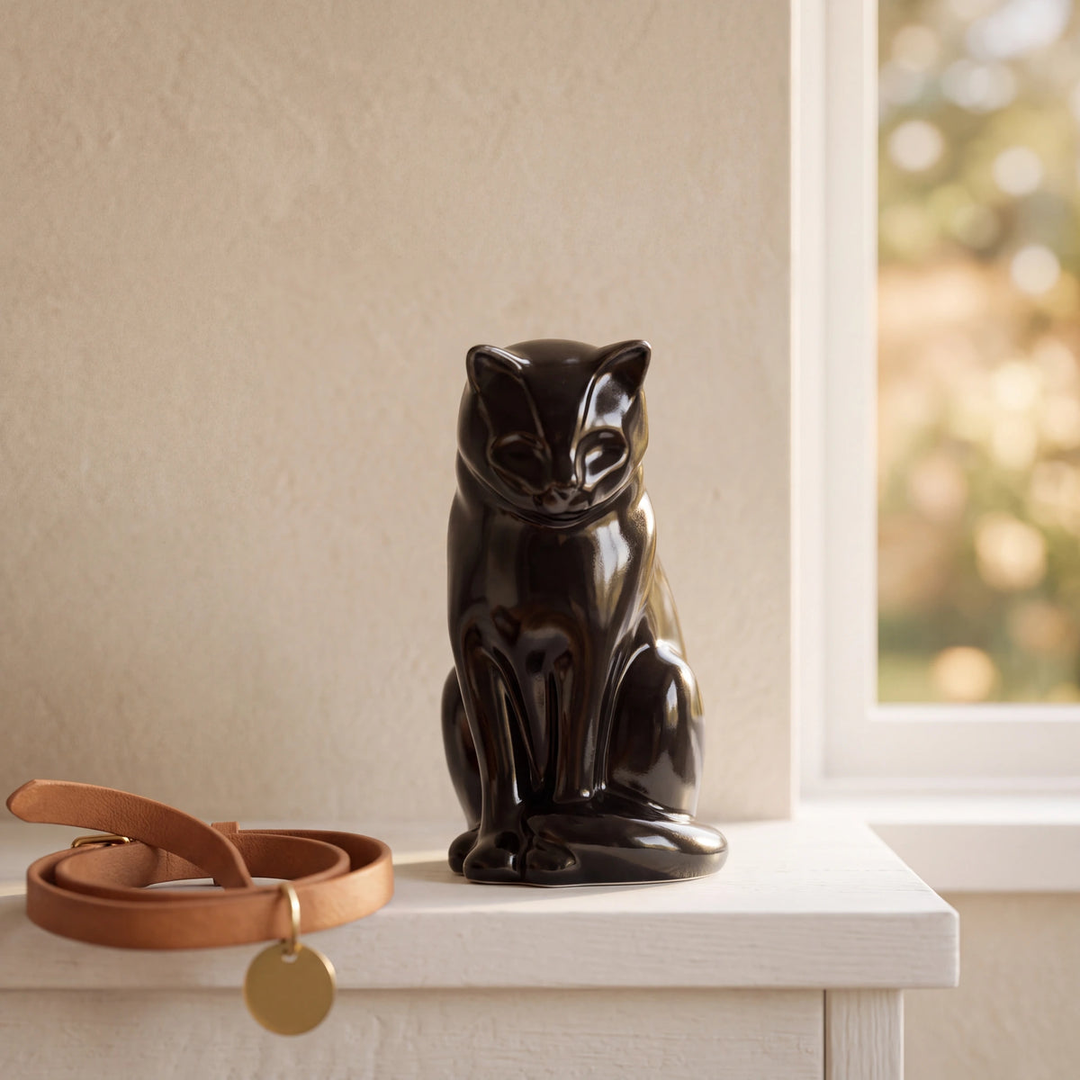 Kitten-Urn-for-Ashes-in-Glossy-Black-pet_collar_ledge