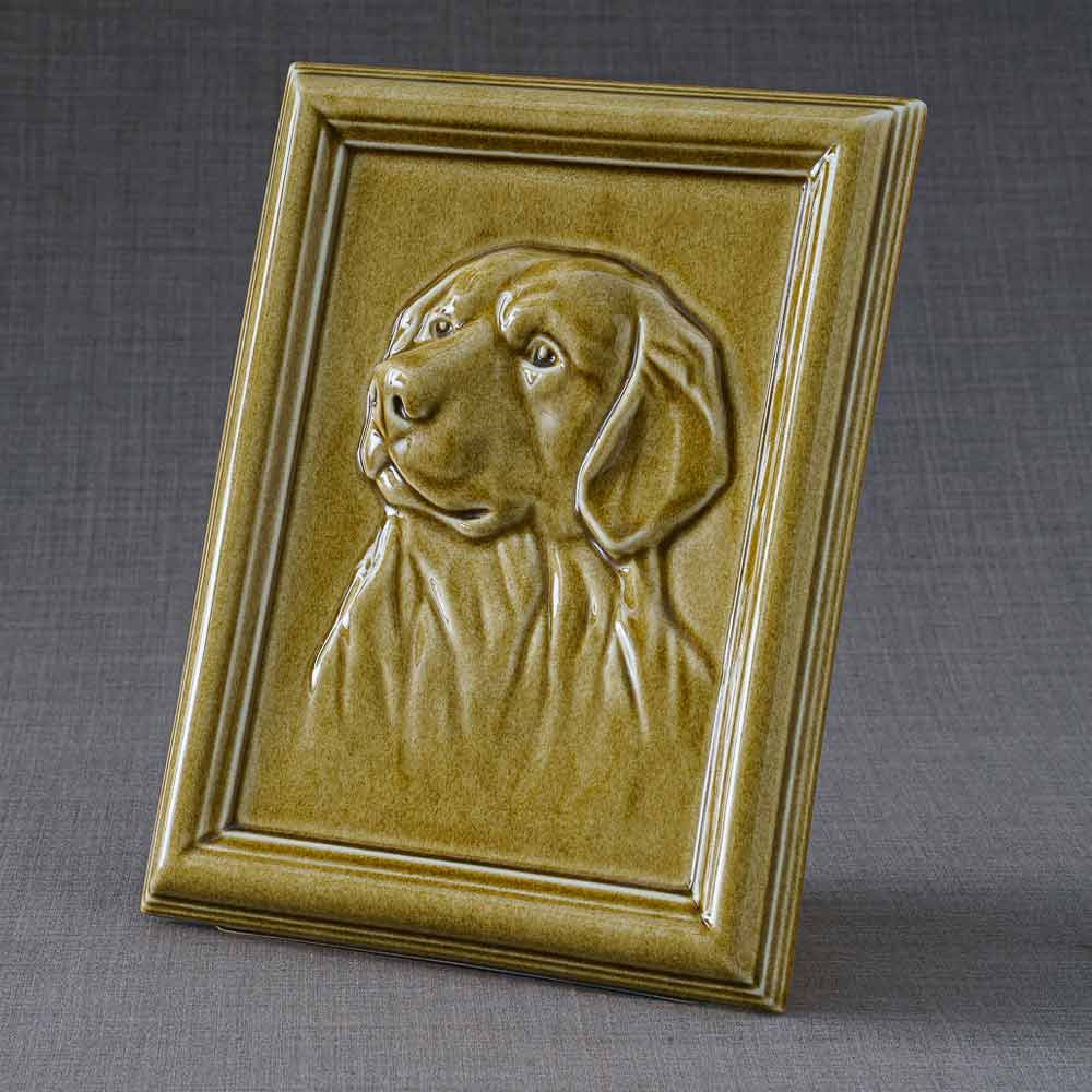 Labrador Pet Urn For Dogs Ashes Dark Sand Left View