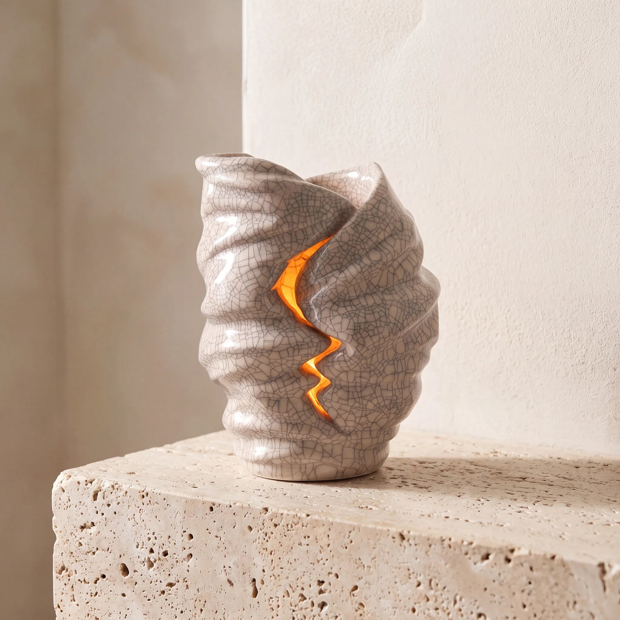 Light Adult Cremation Urn for Ashes in Crackle Glaze