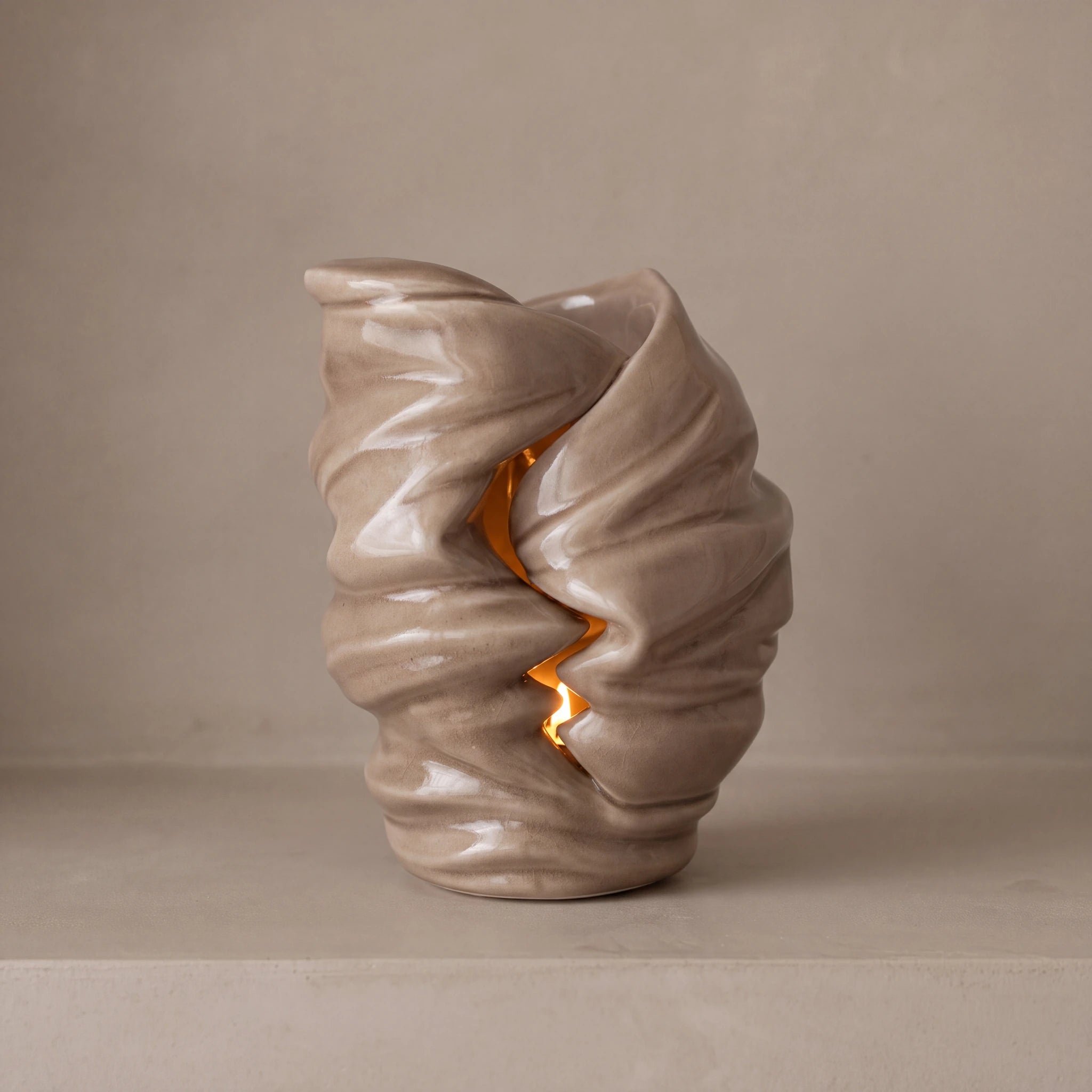Light Adult Cremation Urn for Ashes in Dark Beige