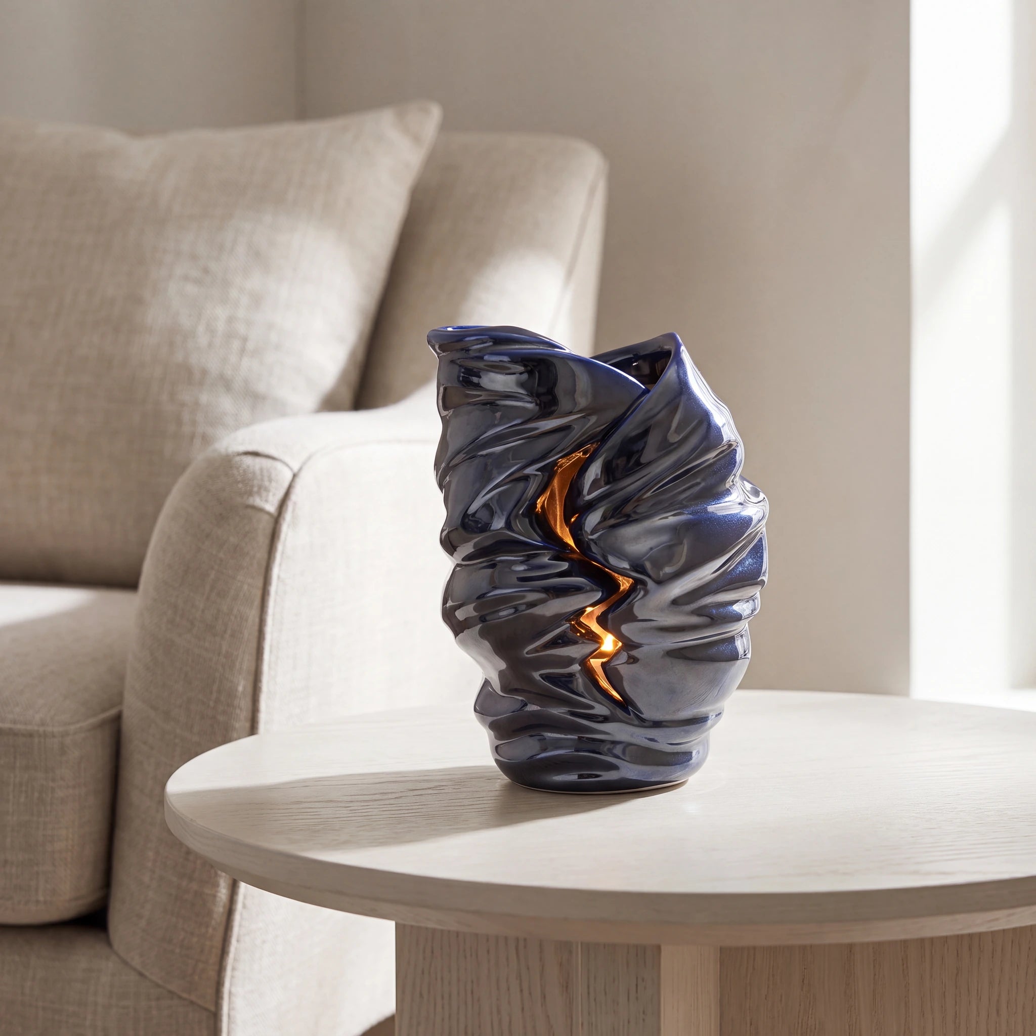 Light Adult Cremation Urn for Ashes in Metallic Blue