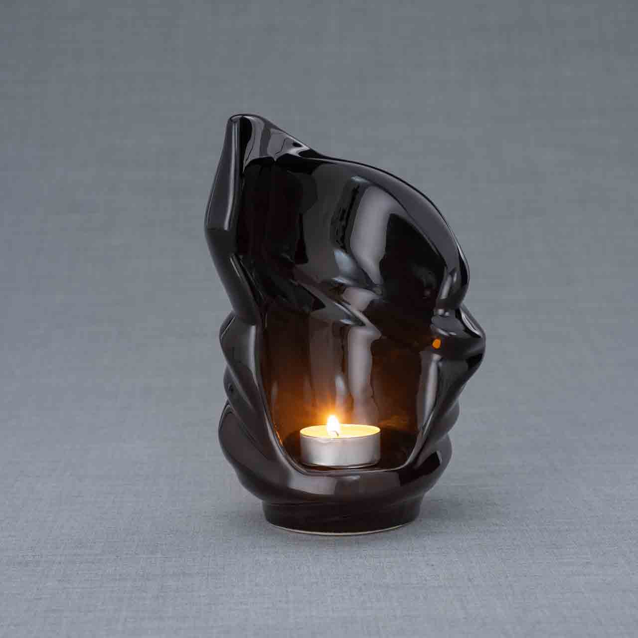Light Ashes Keepsake Urn in Black Grey Background