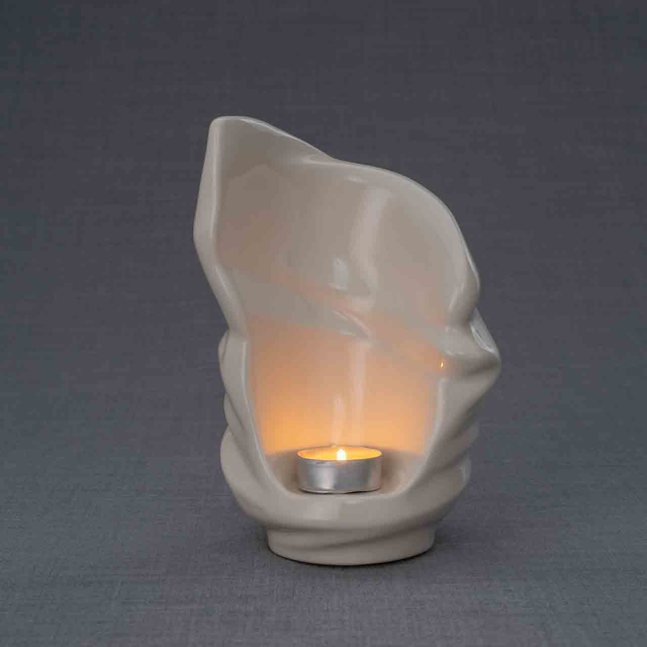 Light Ashes Keepsake Urn in Cream Dark Background