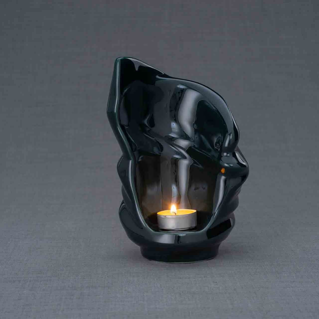 Light Ashes Keepsake Urn in Green Dark Background