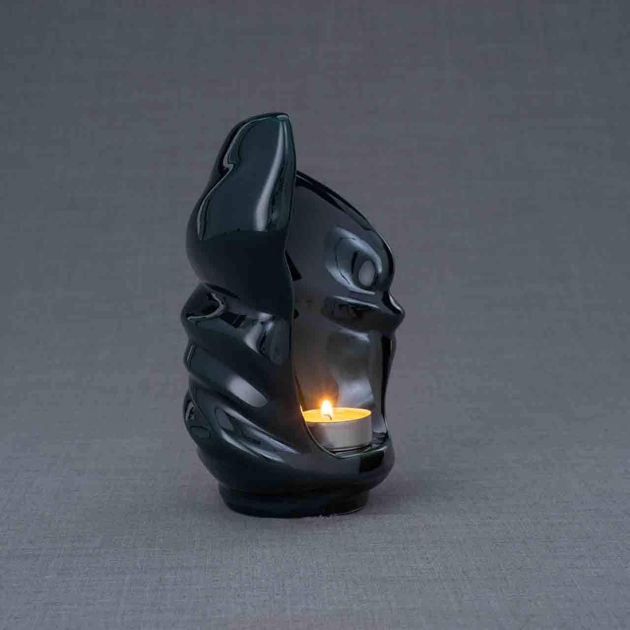 Light Ashes Keepsake Urn in Green Facing Right Grey Background