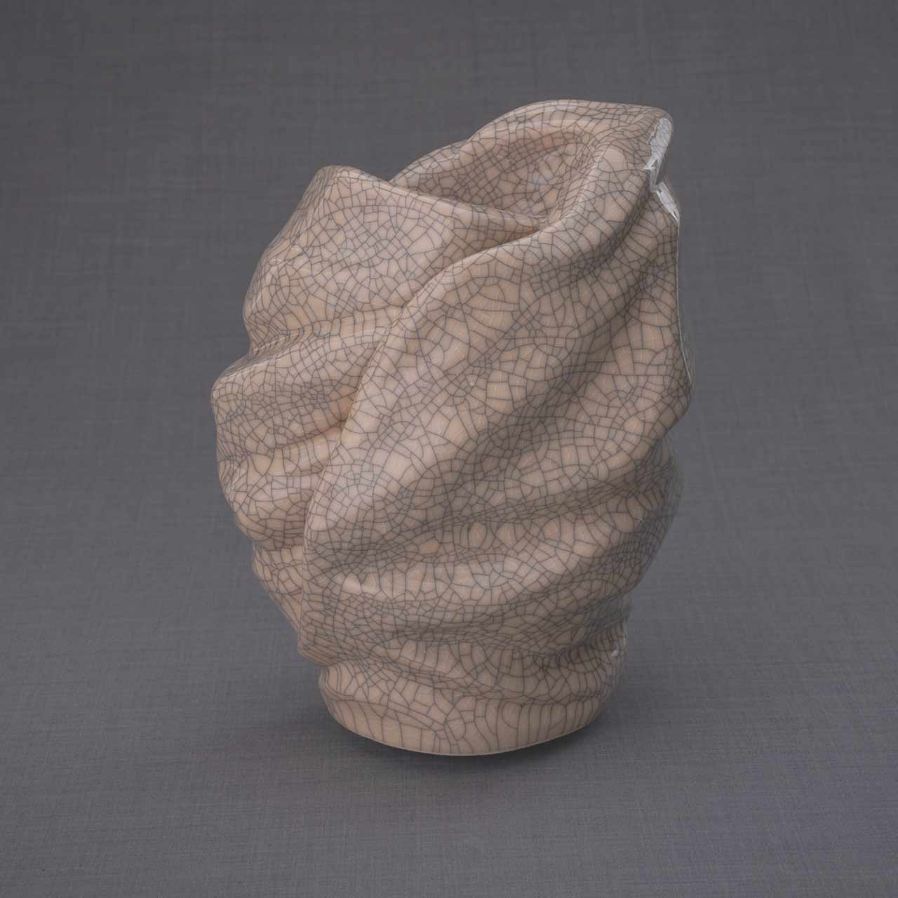 Light Cremation Urn for Ashes in Crackle Glaze Behind