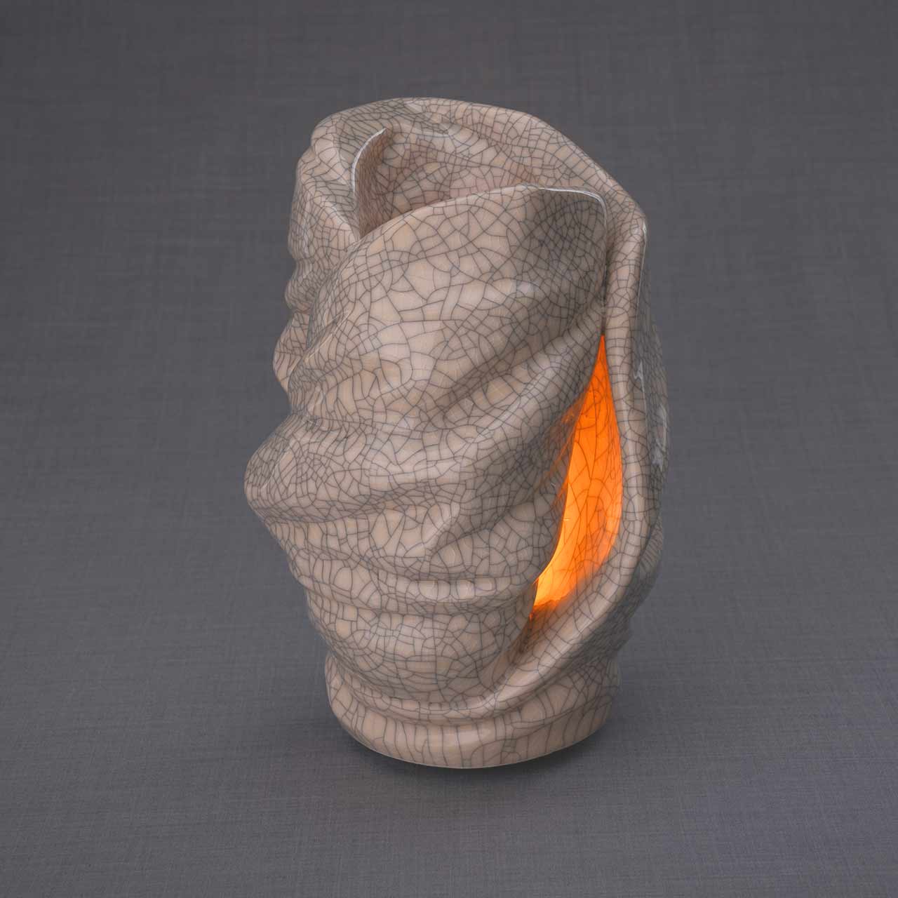 Light Cremation Urn for Ashes in Crackle Glaze Further Right Side