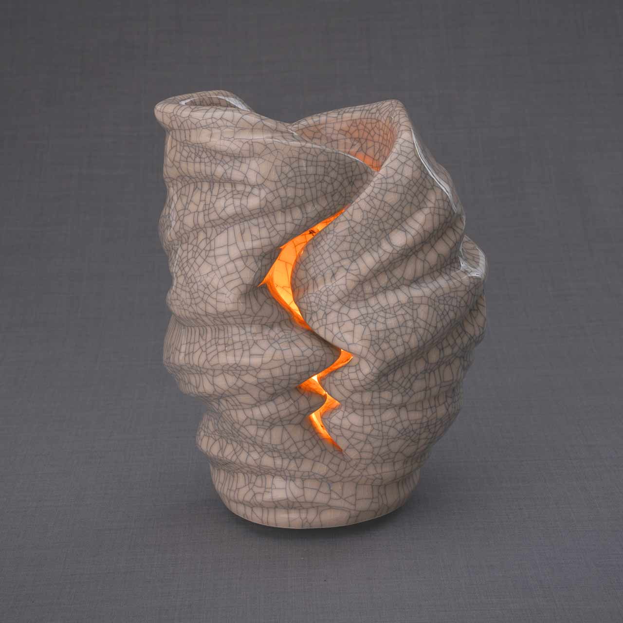 Light Cremation Urn for Ashes in Crackle Glaze
