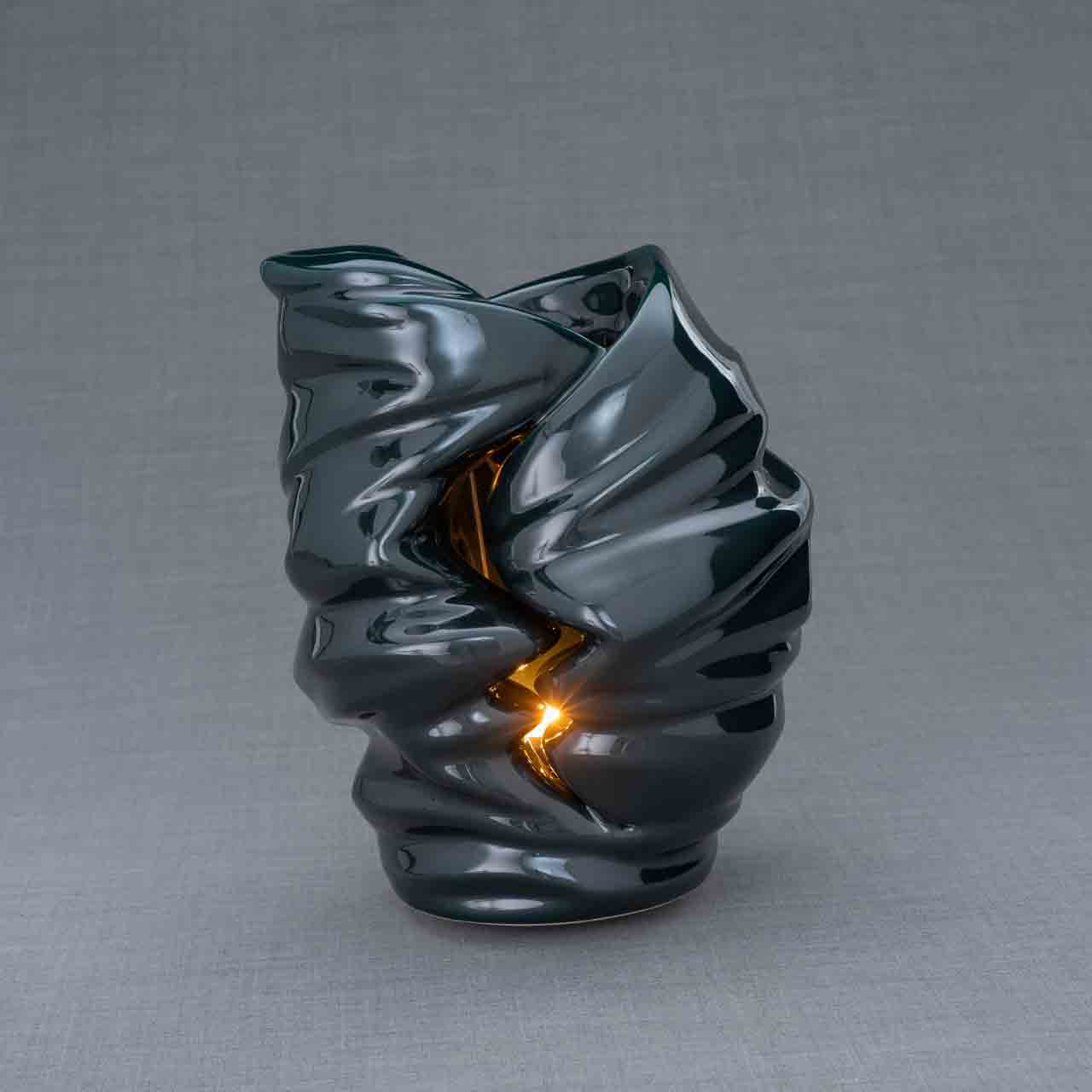 Light Cremation Urn for Ashes in Green Dark Background