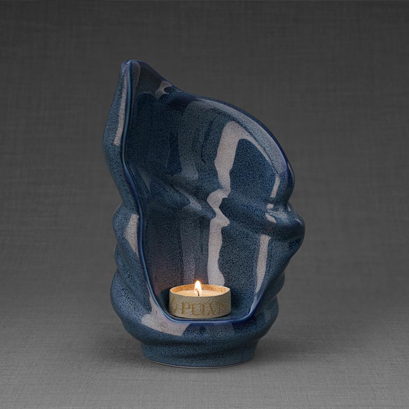 Light Small Urn for Ashes Blue Front View
