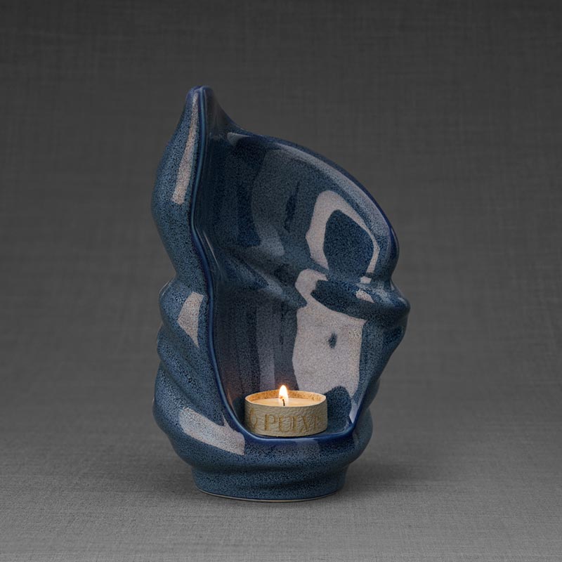 Light Small Urn for Ashes Blue Left View