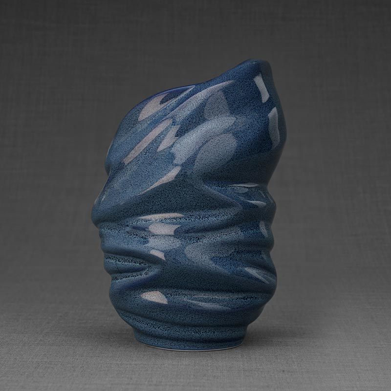 Light Small Urn for Ashes Blue Rear View