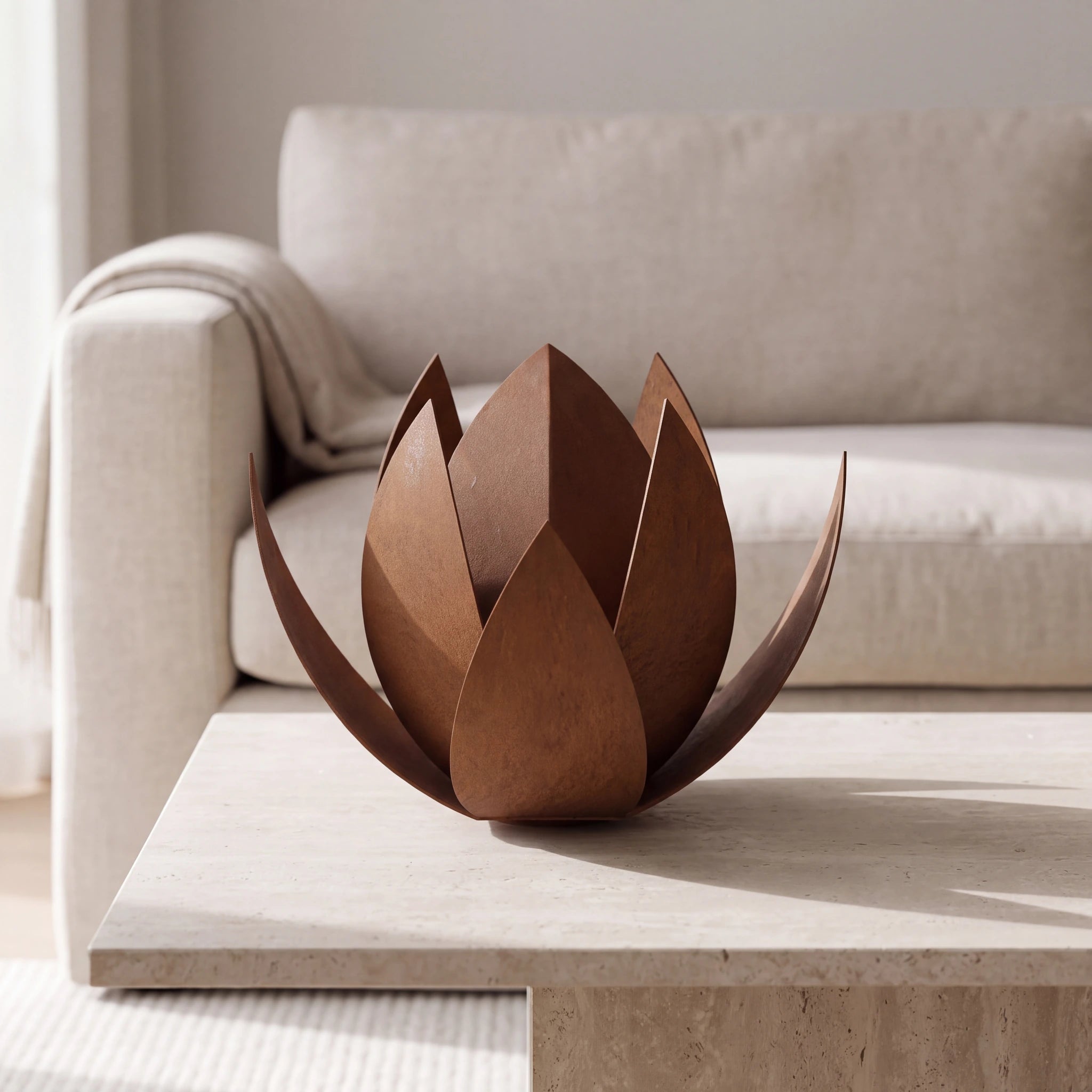 Lotus-Adult-Cremation-Urn-for-Ashes-in-Corten-Steel-amto_stone_coffee