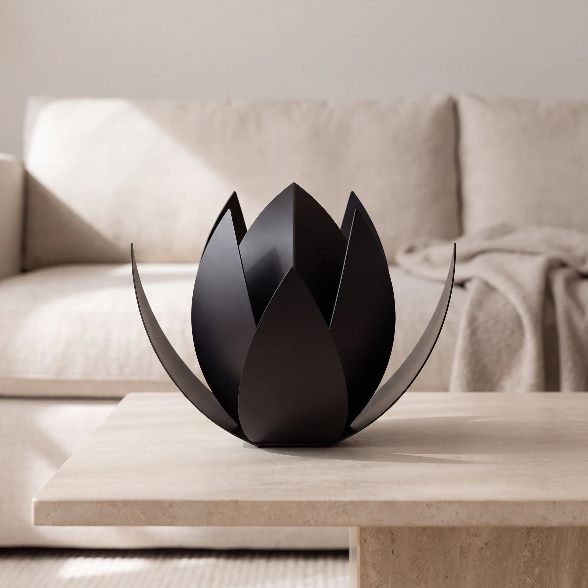 Lotus-Medium-Urn-for-Ashes-in-Matte-Black-Stainless-Steel-amto_stone_coffee