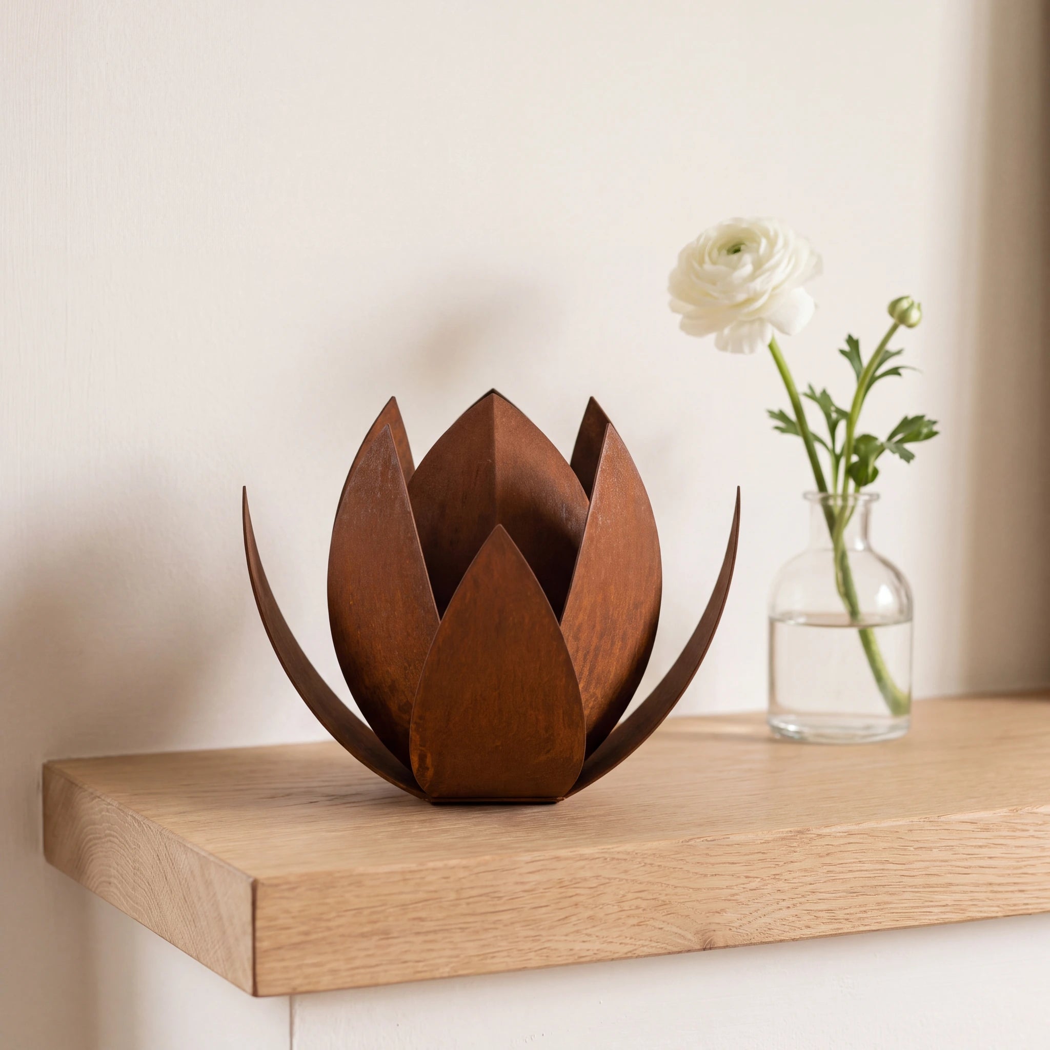 Lotus-Small-Urn-for-Ashes-in-Corten-Steel-keepsake_bud_vase