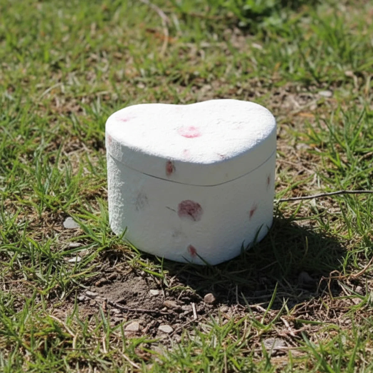 Love Heart Biodegradable Urn for Ashes in Floral - Small