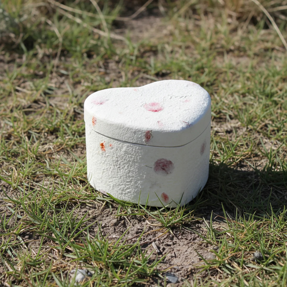 Love Heart Biodegradable Urn for Ashes in Floral - Small