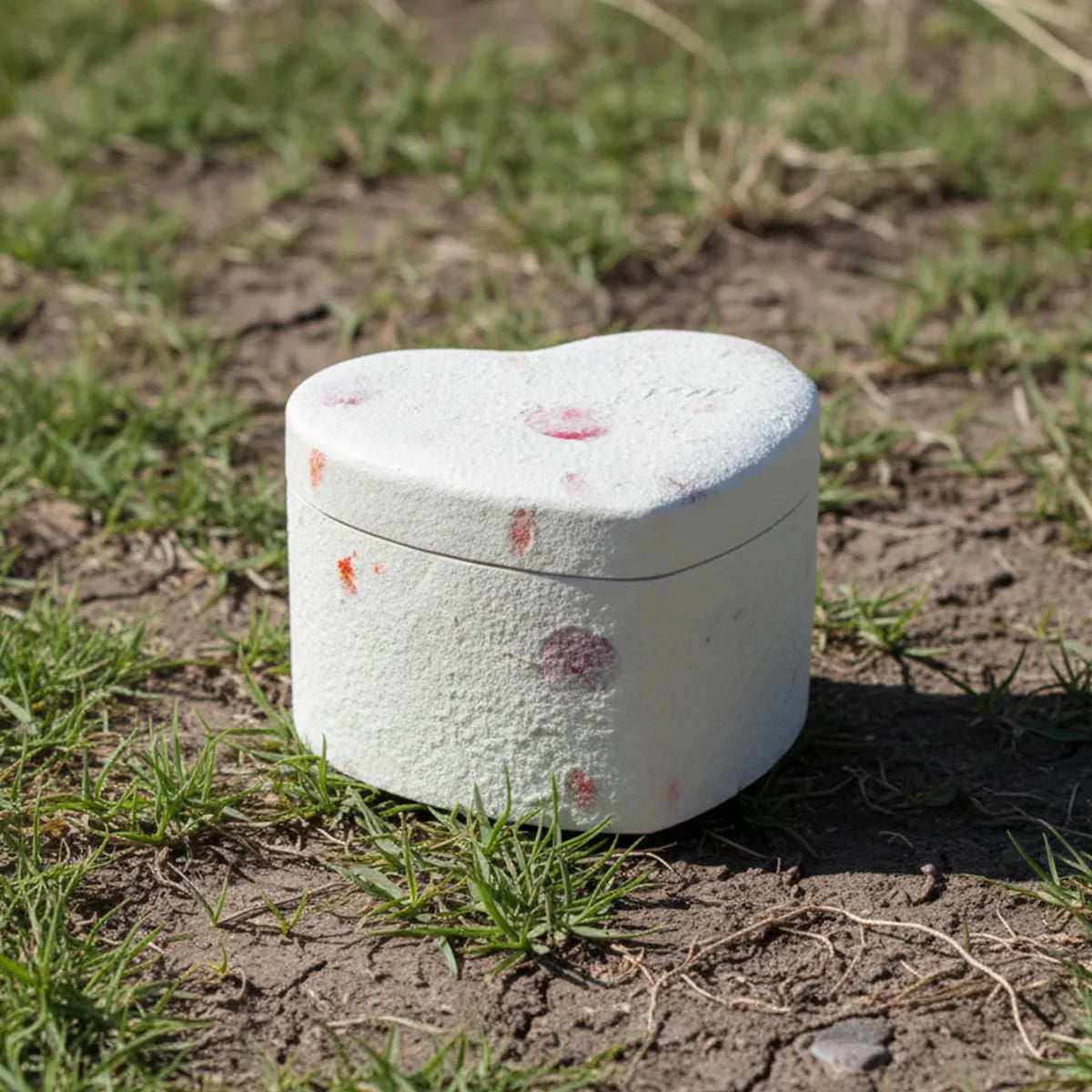 Love Heart Biodegradable Urn for Ashes in Floral - Small