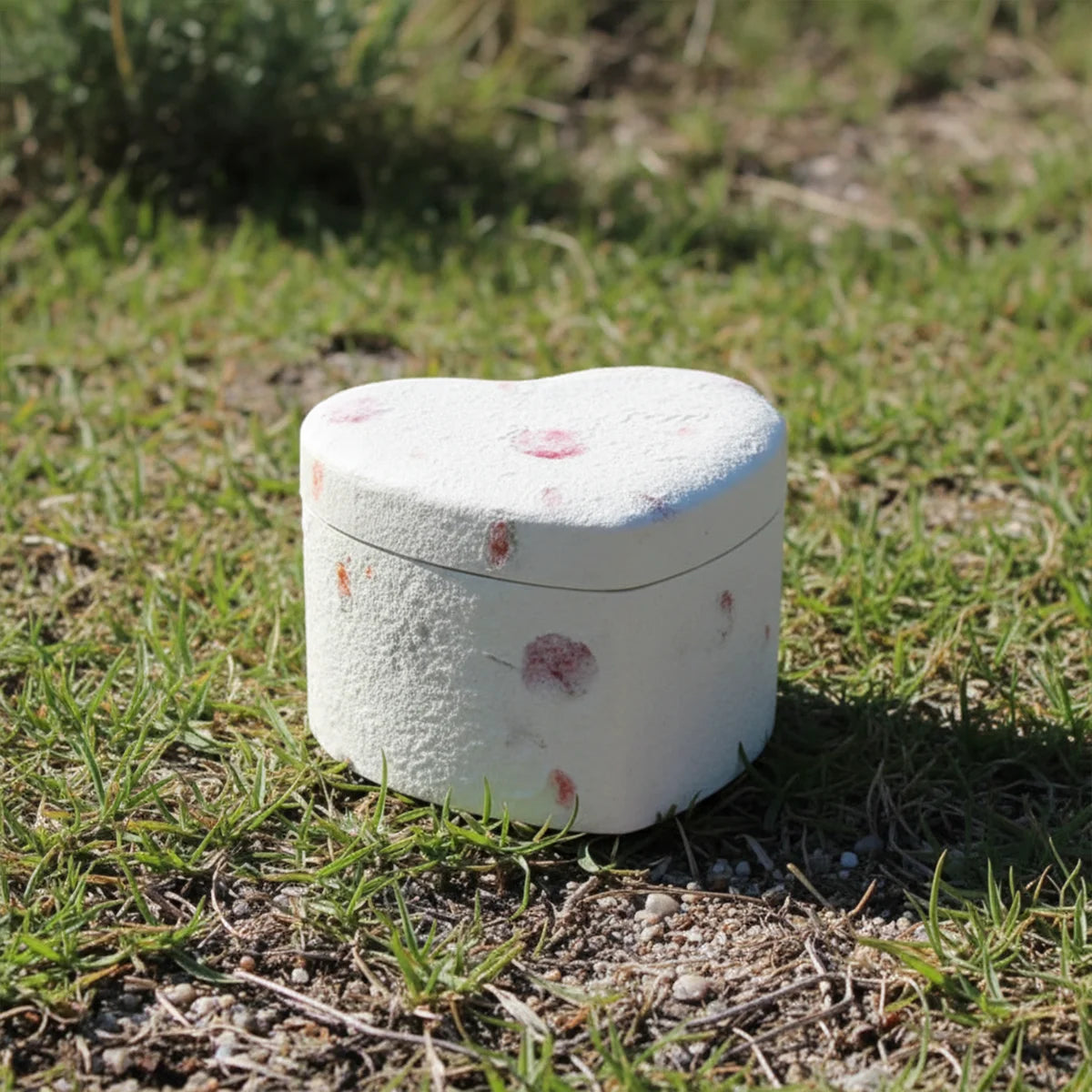 Love Heart Biodegradable Urn for Ashes in Floral - Small