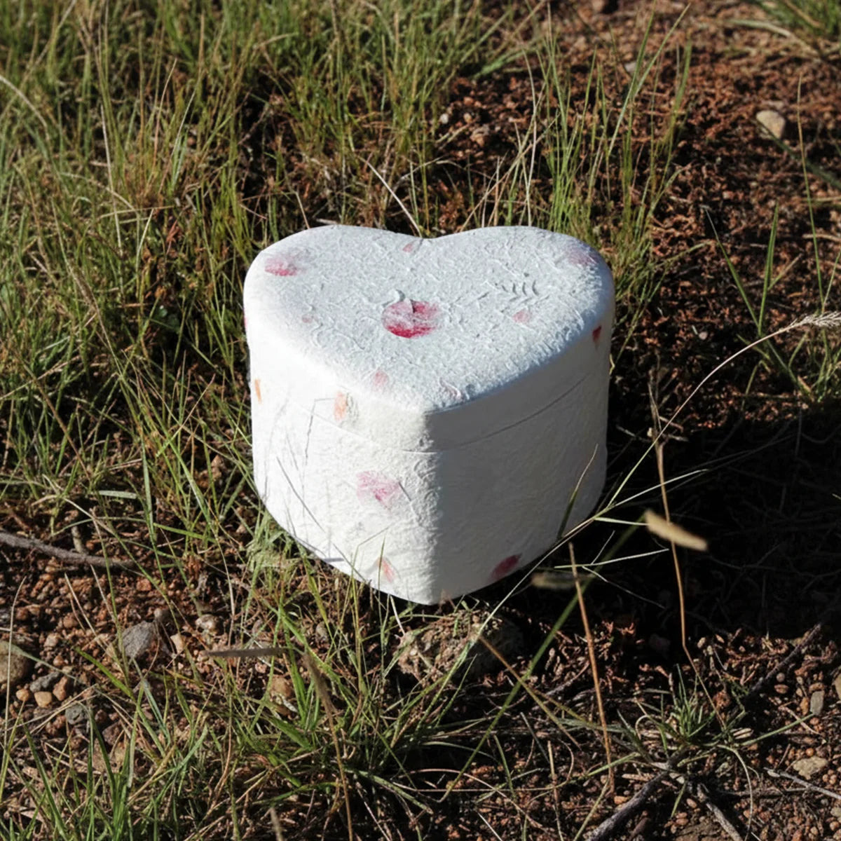 Love Heart Biodegradable Urn for Ashes in Floral - Small