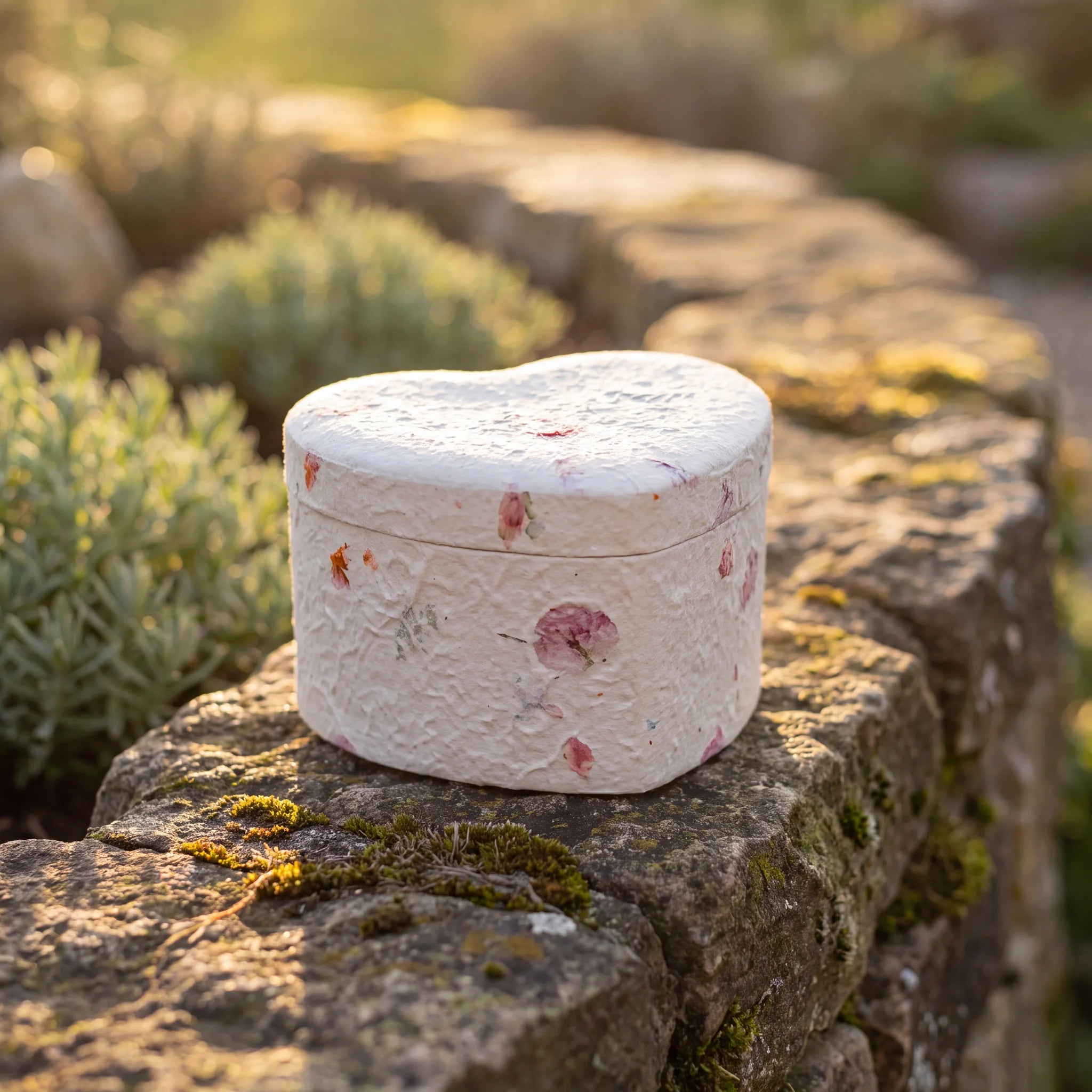 Love Heart Biodegradable Urn for Ashes in Floral - Adult