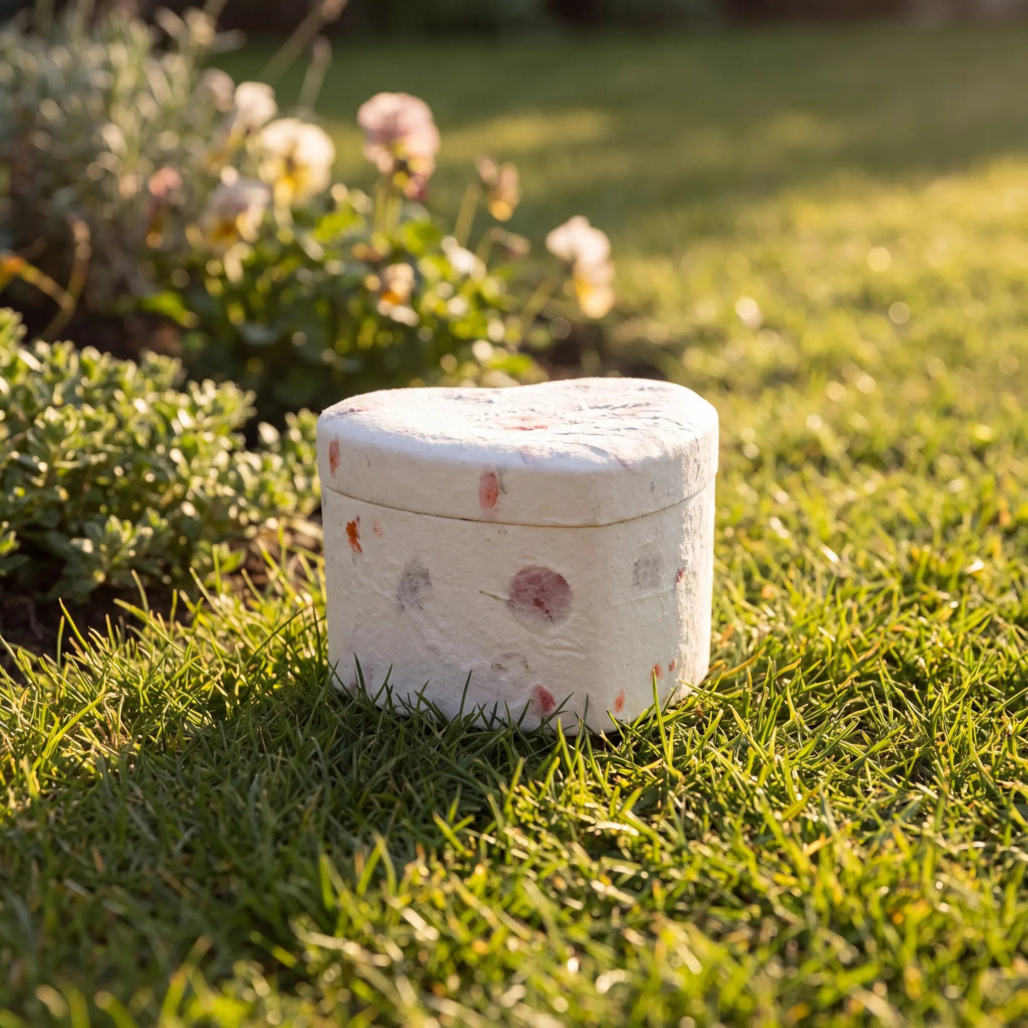 Love Heart Biodegradable Urn for Ashes in Floral - Small