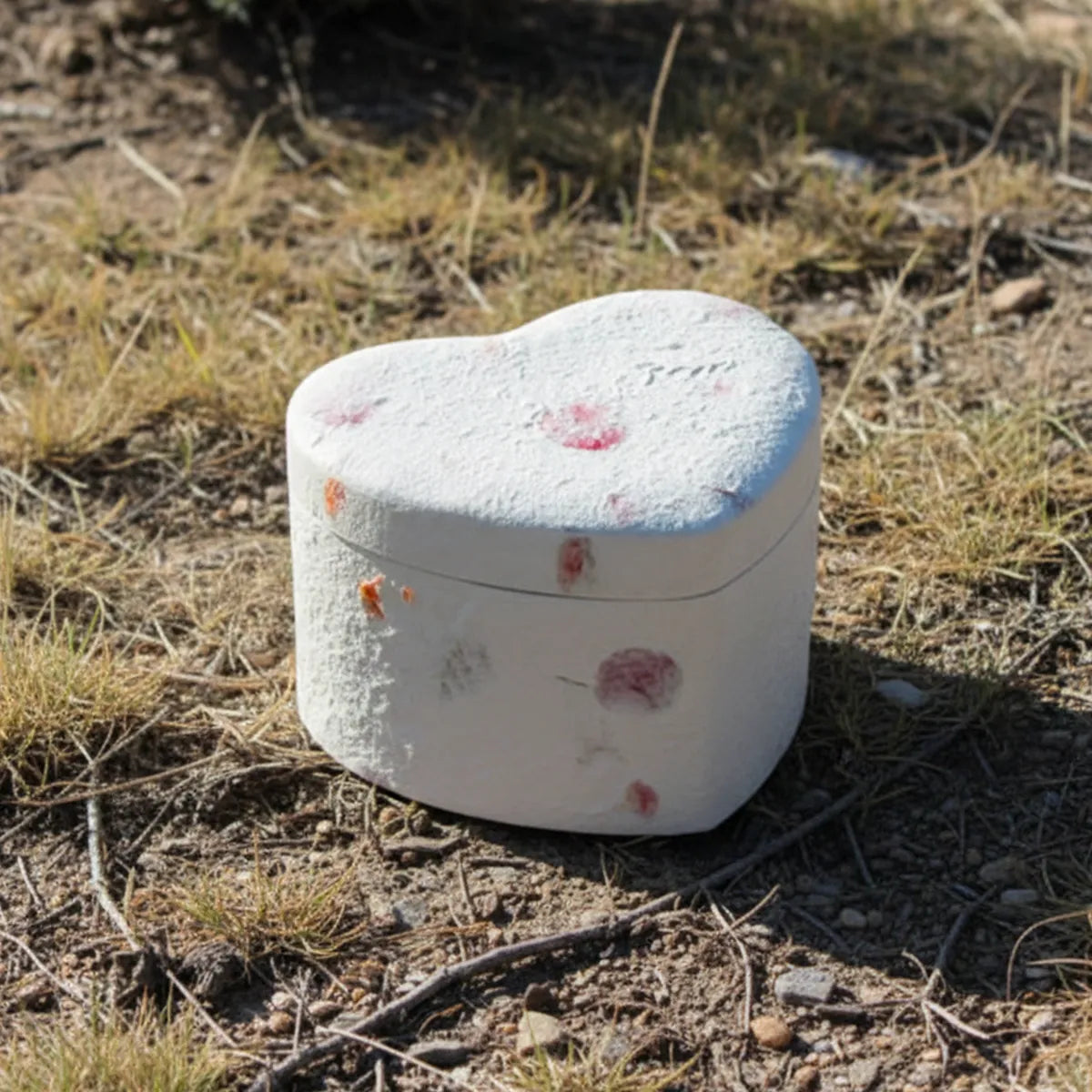 Love Heart Biodegradable Urn for Ashes in Floral - Medium