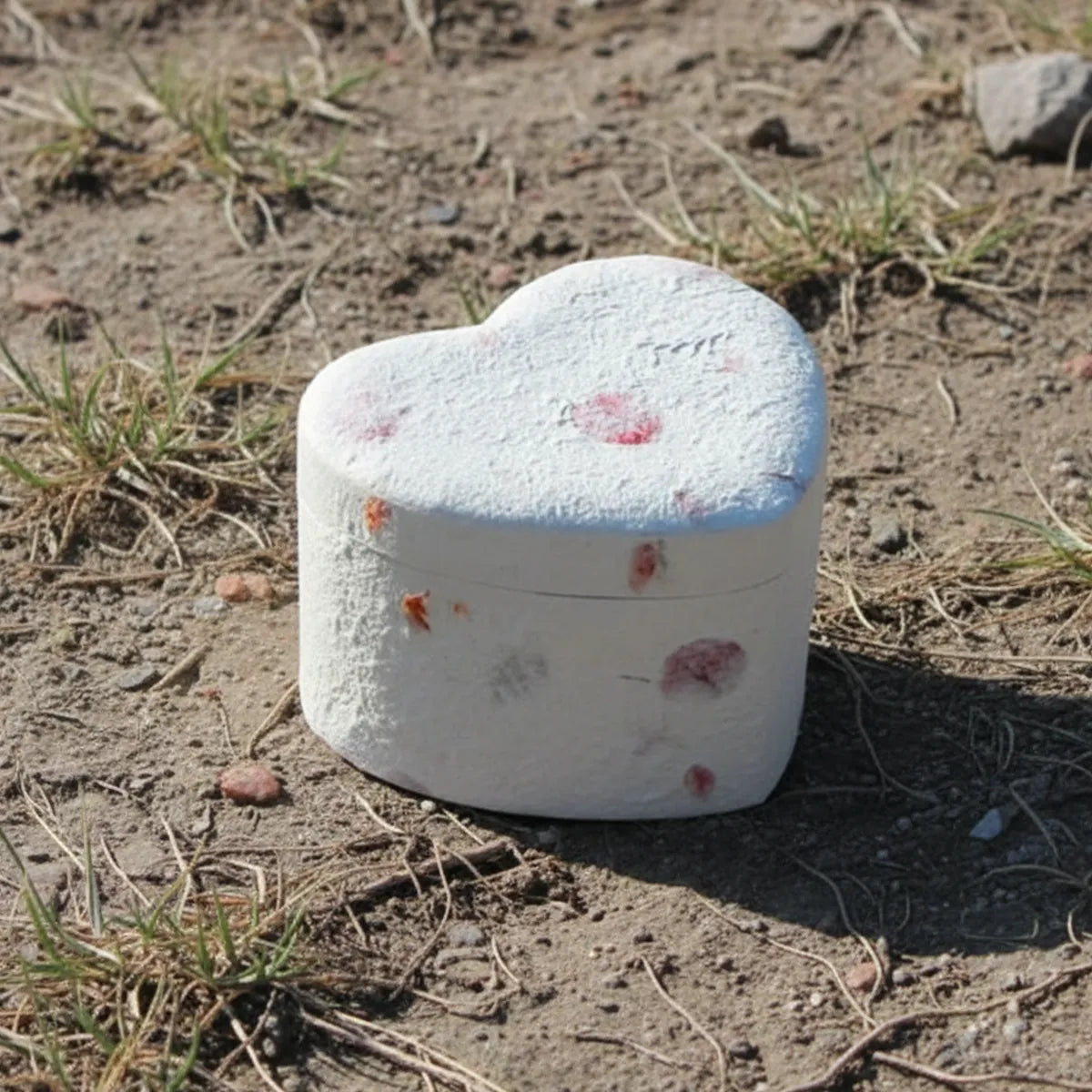 Love Heart Biodegradable Urn for Ashes in Floral - Medium
