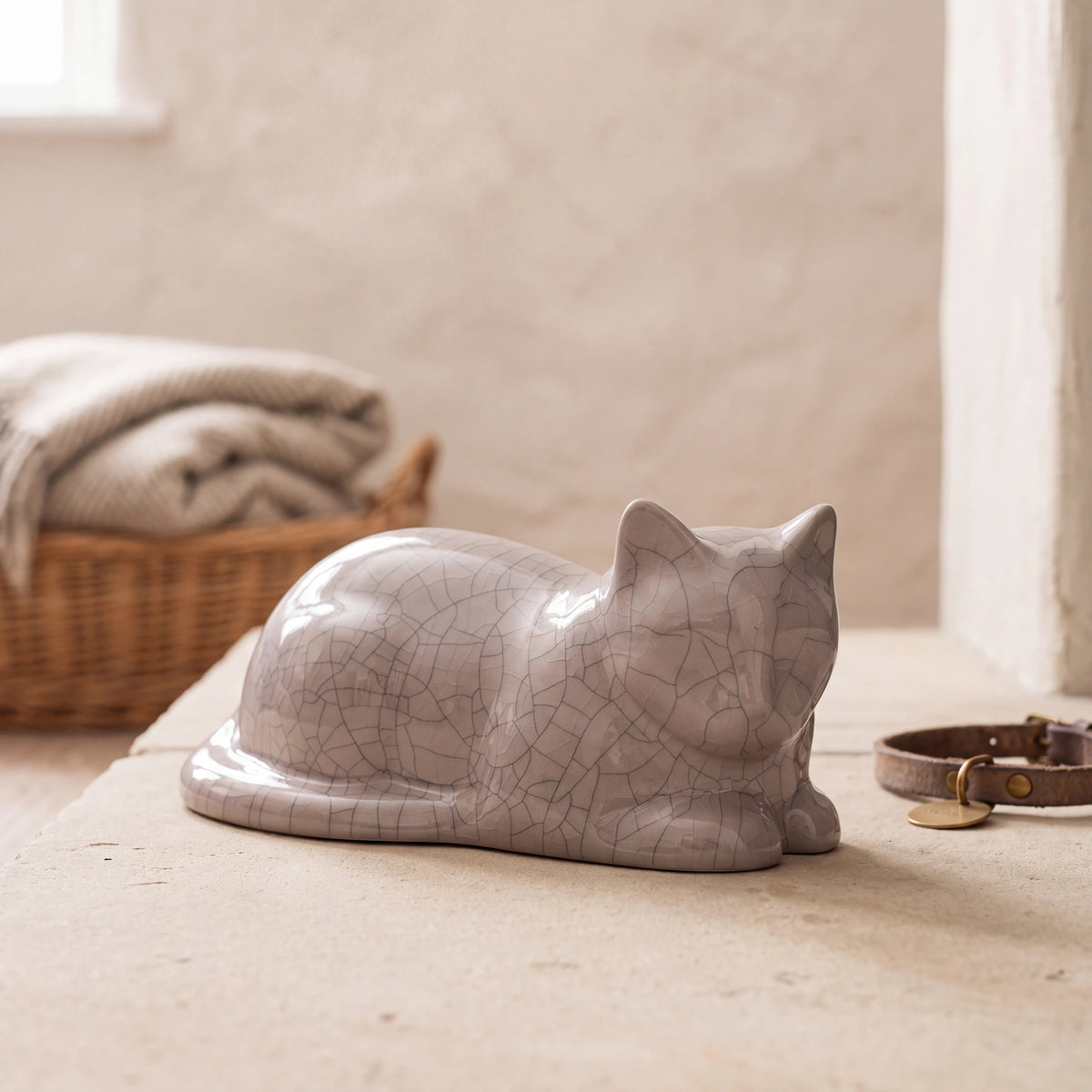Lying-Cat-Mini-Urn-for-Ashes-in-Crackle-Glaze-pet_hearth_basket
