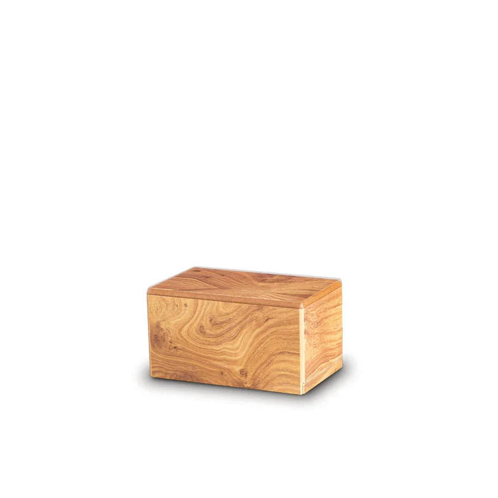 Oak Wood Effect MDF Small Urn for Ashes