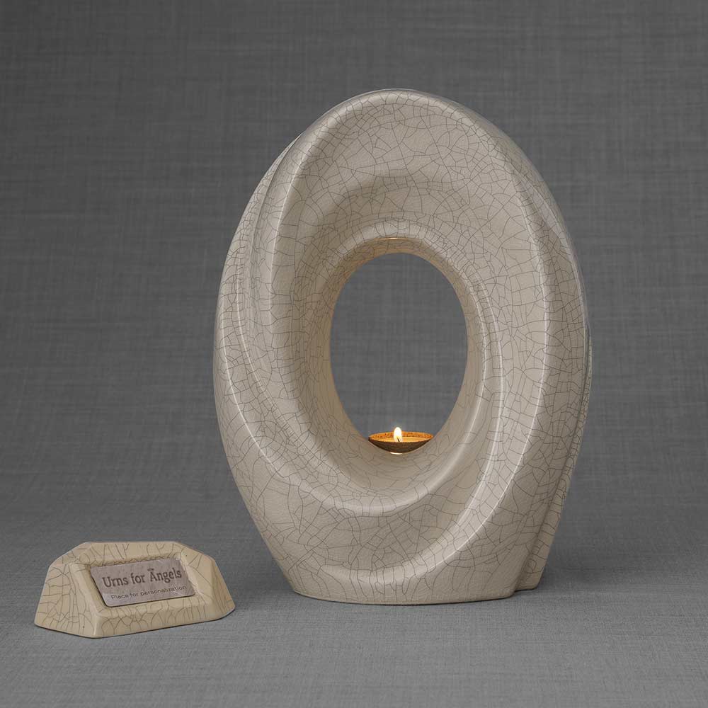 Memorial Nameplate Holder Crackle Glaze with The Passage