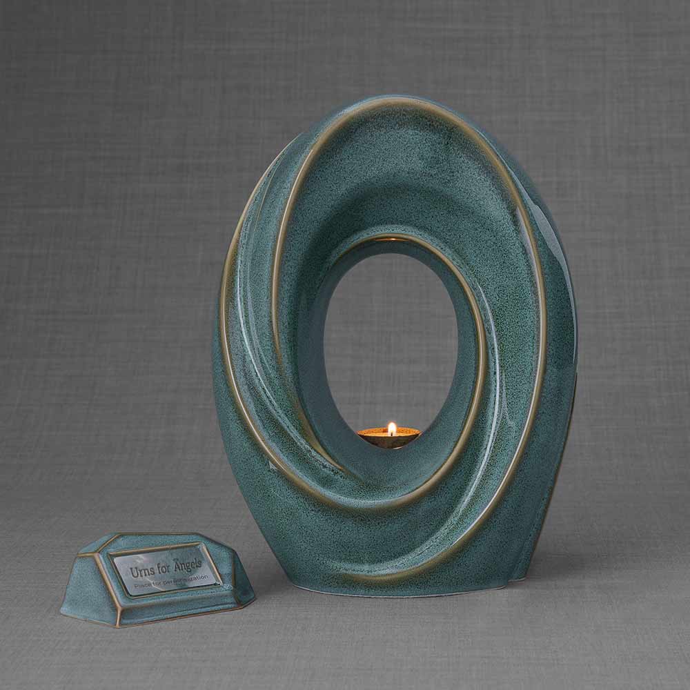 Memorial Nameplate Holder Oily Green with The Passage Urn